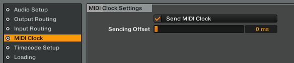 Opciones de MIDI Clock en Traktor