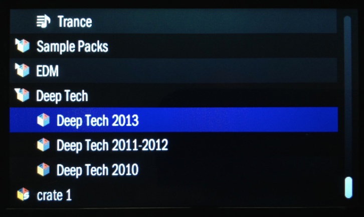 Pantalla Numark NV modo librería