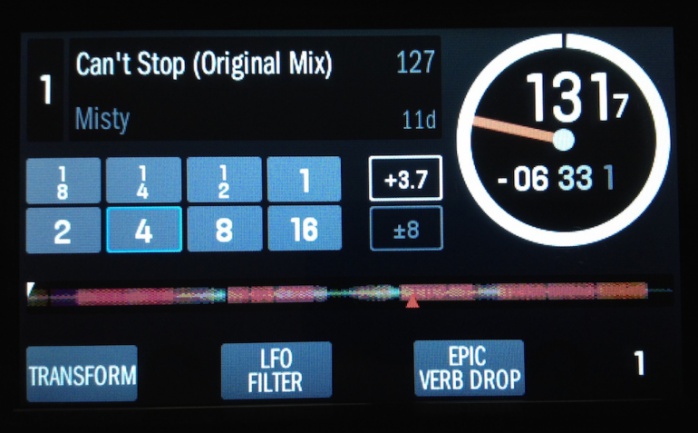 Pantalla Numark NV modo pista