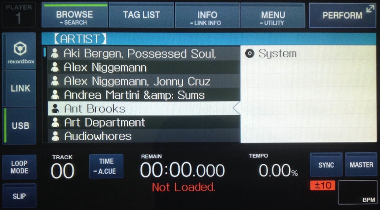 Pioneer XDJ-1000 Navegación Librería