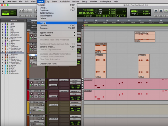 Pro Tools 12.4 Track Freeze