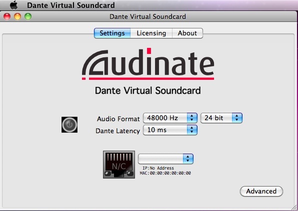 DANTE Virtual Soundcard
