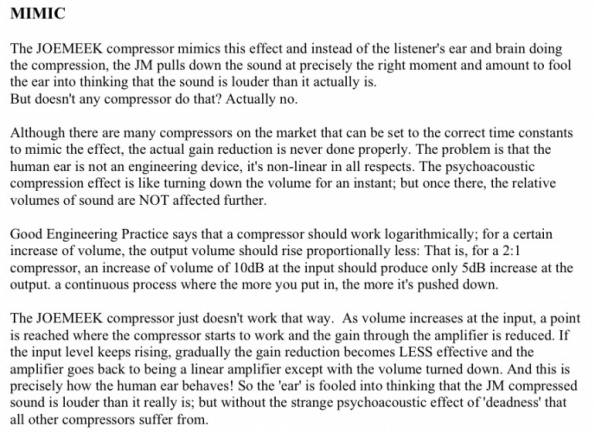 Texto extraido del manual del Joemeek SC3