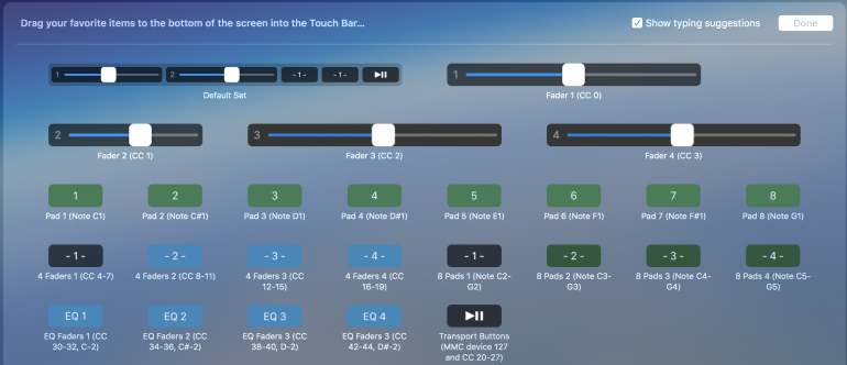 MIDI Touchbar configuración