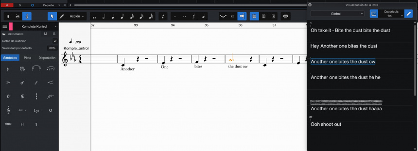Trabajando con letras en Studio One 6 (II)