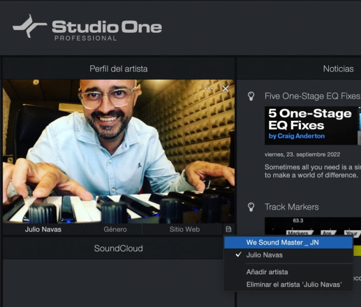 Perfiles artísticos en Studio One 6
