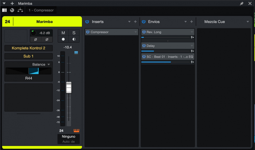 Visualización de canal en Studio One 6