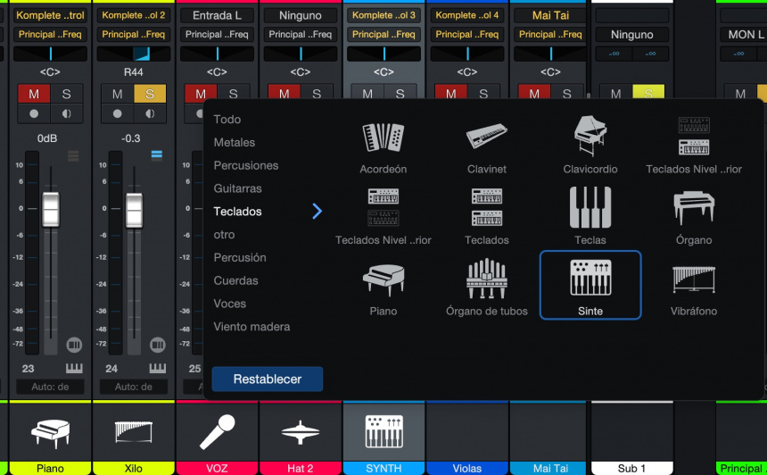 Canales y pistas en Studio One 6