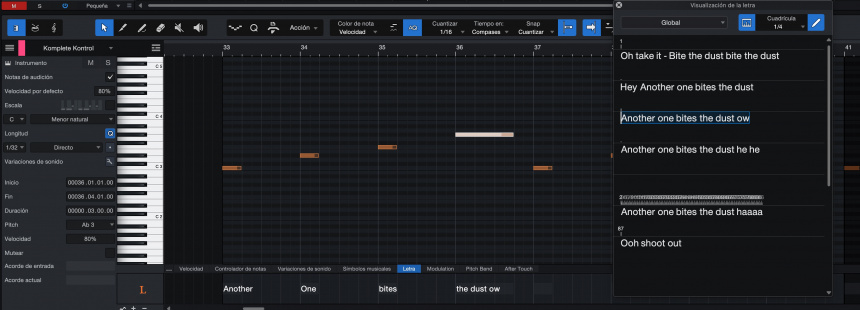 Trabajando con letras en Studio One 6 (I)