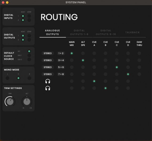 Panel de ajustes EVO 16