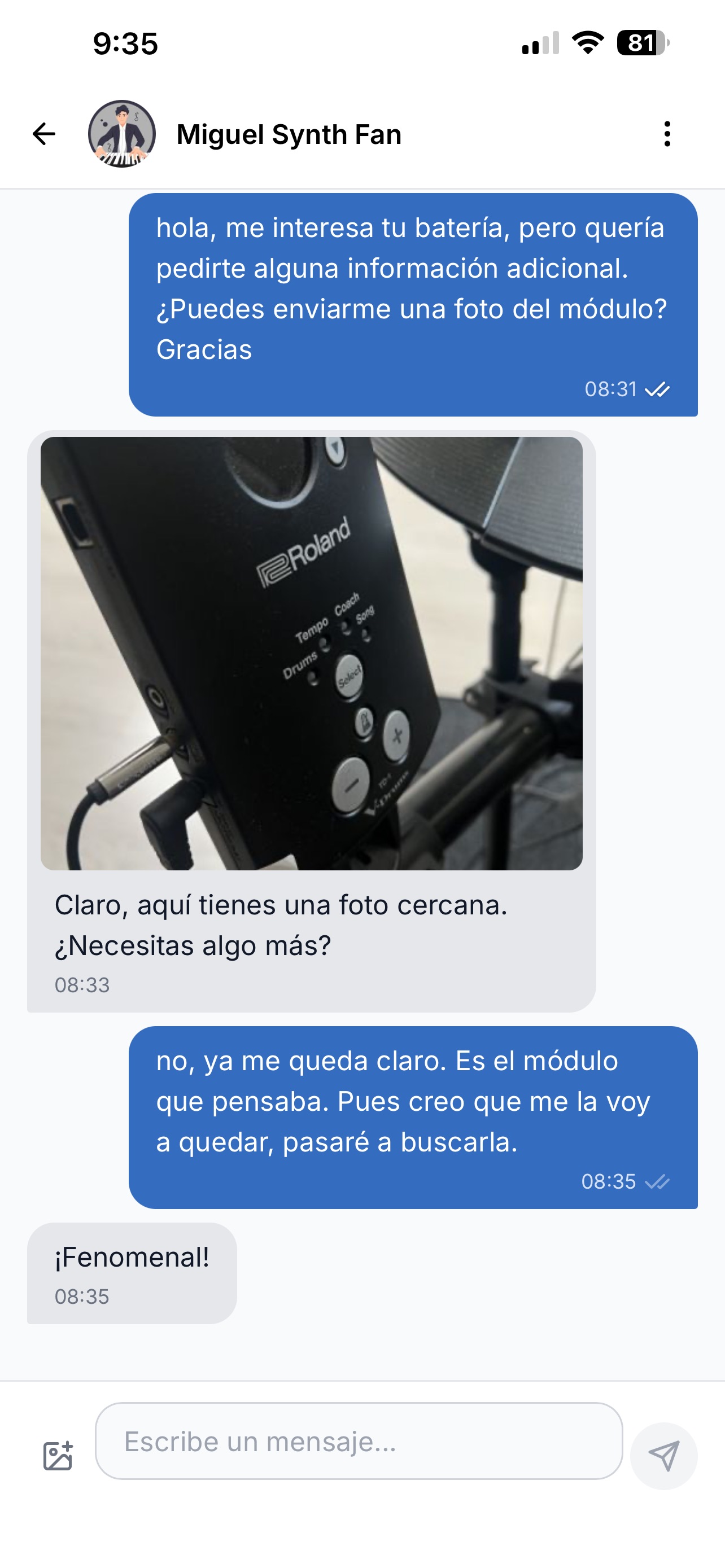Imágenes adjuntas en privados de Mercasonic app