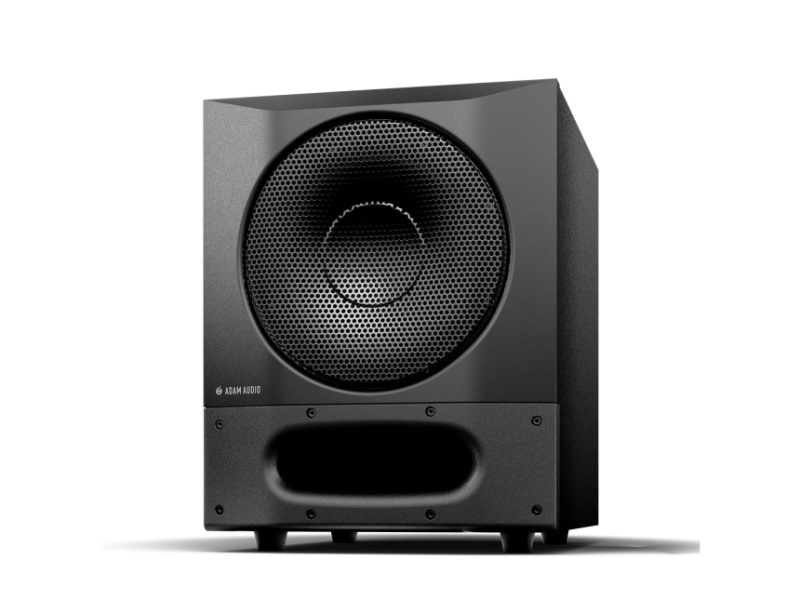 Subwoofer de estudio ADAM Audio Sub8 PRO visto en ángulo