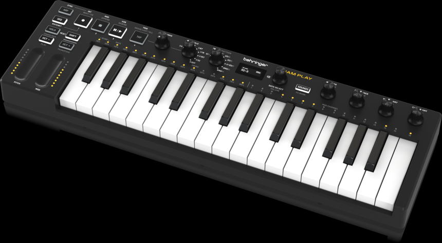 Teclado controlador Behringer Jam Play, de 32 teclas y con sonidos internos