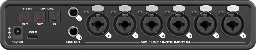 Panel trasero de la MOTU OctaLite