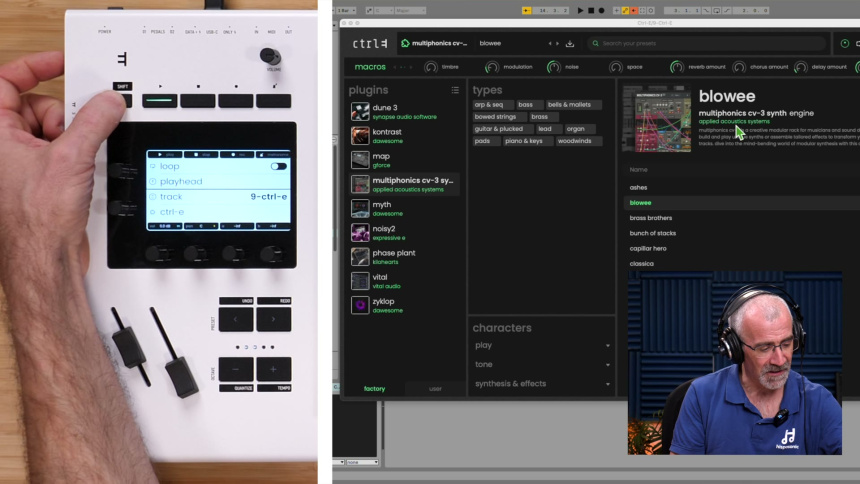 Navegador de Ctrl-e con los plugins incluidos y los sonidos por tipos