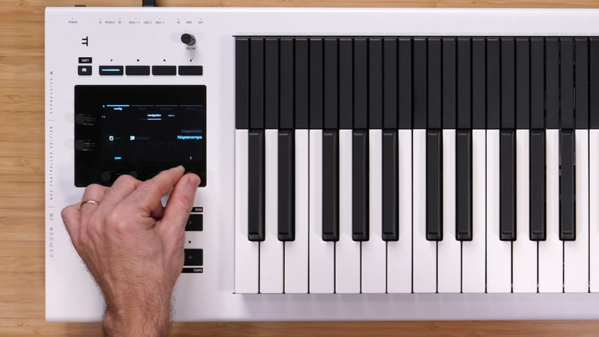 Pantalla del Osmose CE con las configuraciones guardadas de External MIDI