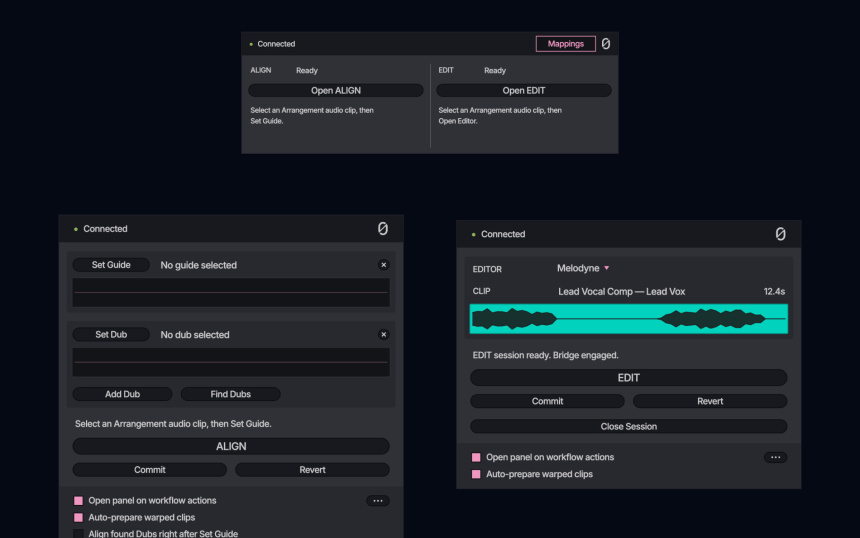 Dispositivo null.audio en Ableton Live con los paneles ALIGN y EDIT visibles.