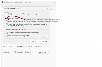Como solucionar el error de no poder arrastrar archivos de audio desde el explorador a Ableton .png
