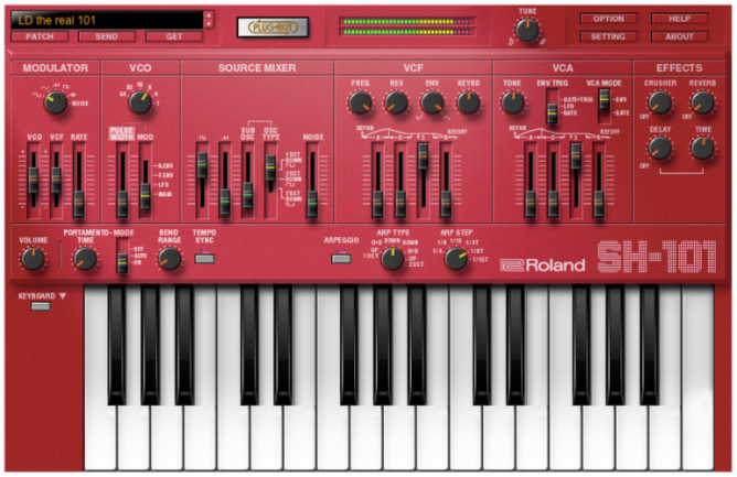 Roland SH-101 Plug-out en rojo