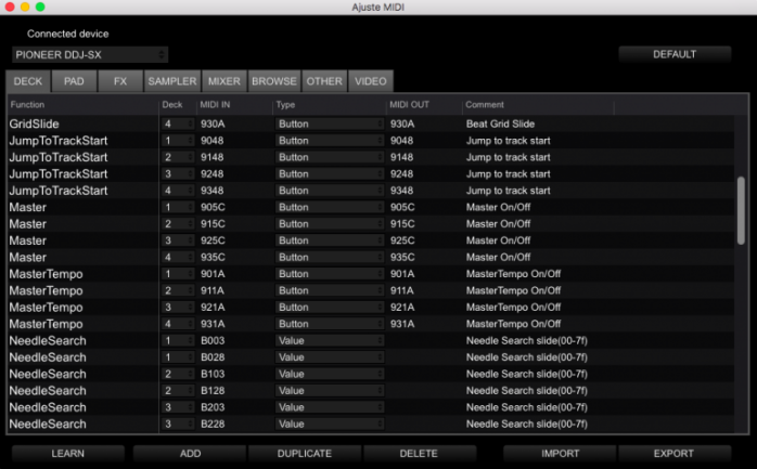 Rekordbox MIDI config
