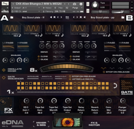 Interfaz eDNA, utilizada en muchas de las librerías sintéticas de Spitfire