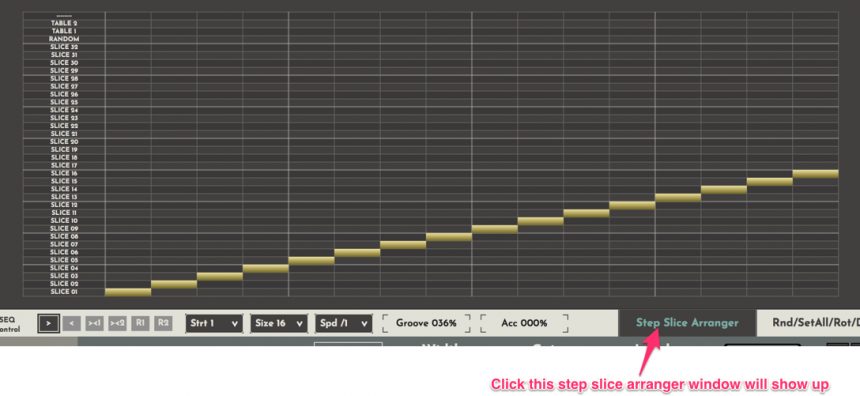 Vista 'step arranger' en HY-Slicer