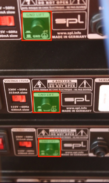 Varios aparatos con sus respectivos conmutadores de apertura del circuito de tierra.