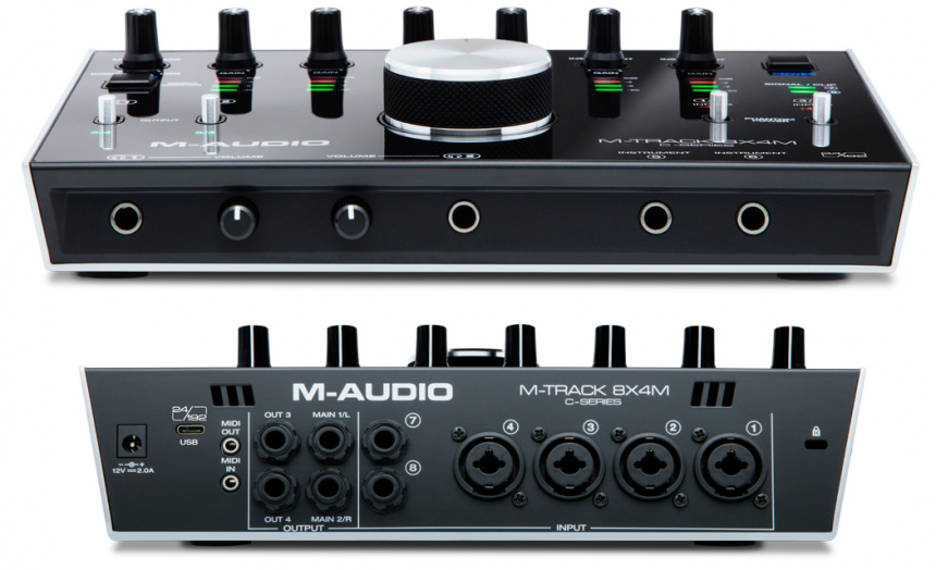 M-Audio M-Track 8X4M frontal y panel trasero