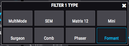 Arturia Pigments, tipos de filtro