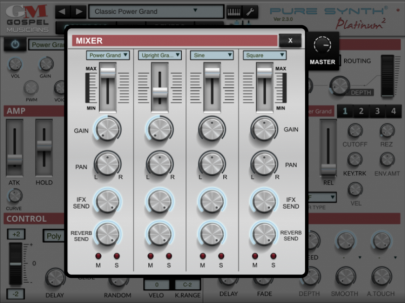 Pure Synth Platinum, mezclador de sus 4 partes