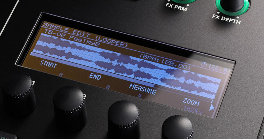 Looper estéreo en la pantalla de Roland MC-707
