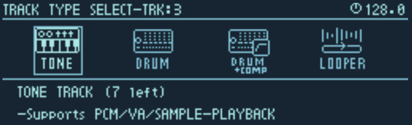 Roland MC-707, tipos de pista