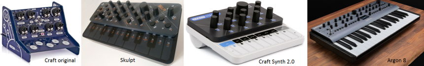Varios sintetizadores de Modal Electronics