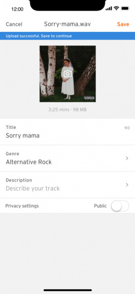 Carga de archivos SoundCloud App