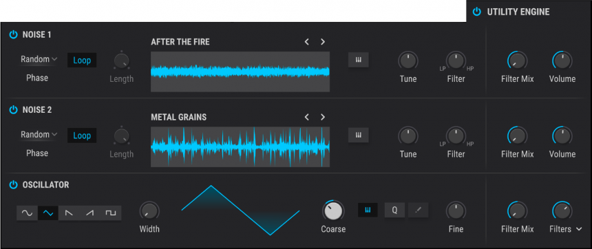 Arturia Pigments, complementos subosc y ruidos
