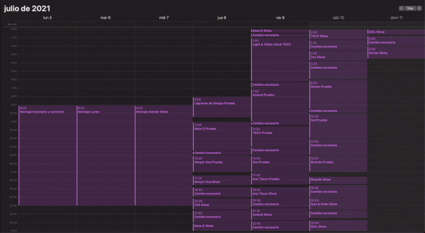 Agenda de un festival