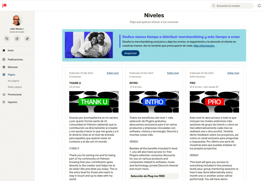 Generación de niveles en Patreon