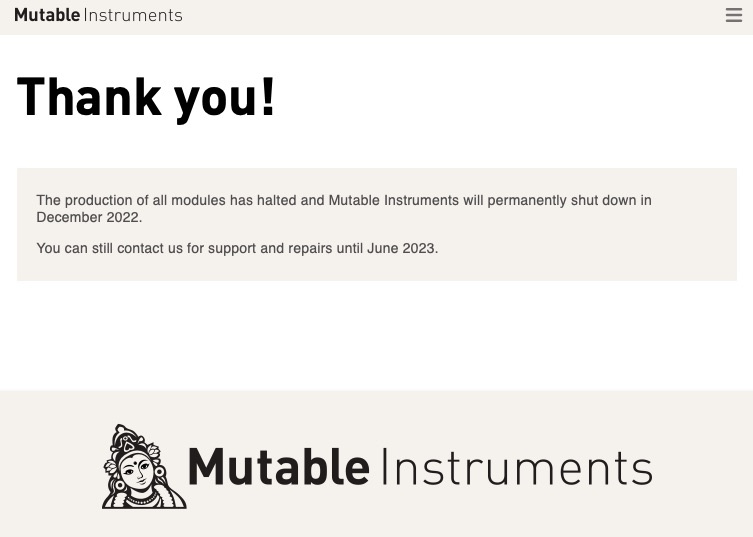 Mutable Instruments dice adiós... y gracias