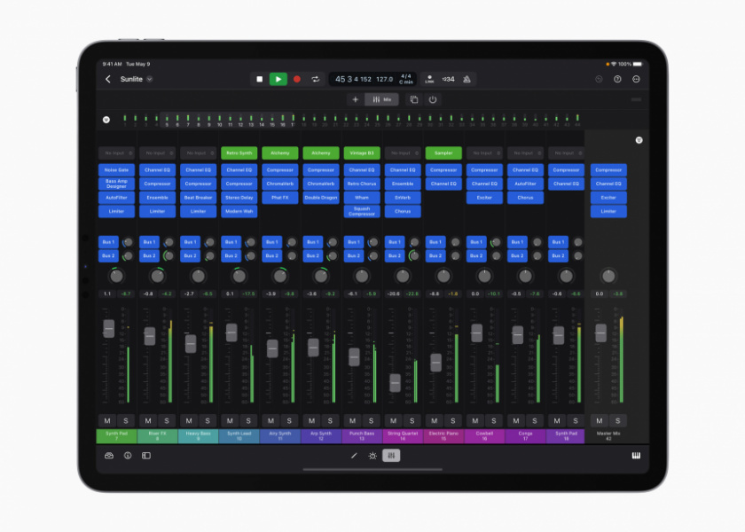 Mezclador en Logic Pro for iPad
