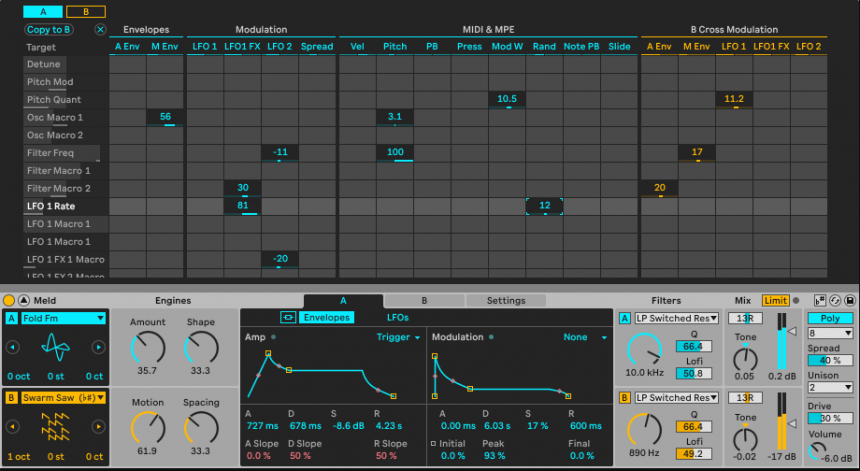 Ableton Live 12, sintetizador Meld