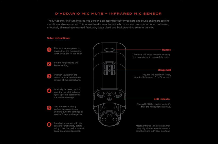 D’Addario IR Mic Mute User Manual