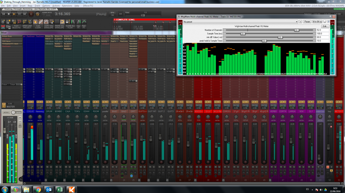 Pre fader metering Reaper Hispasonic