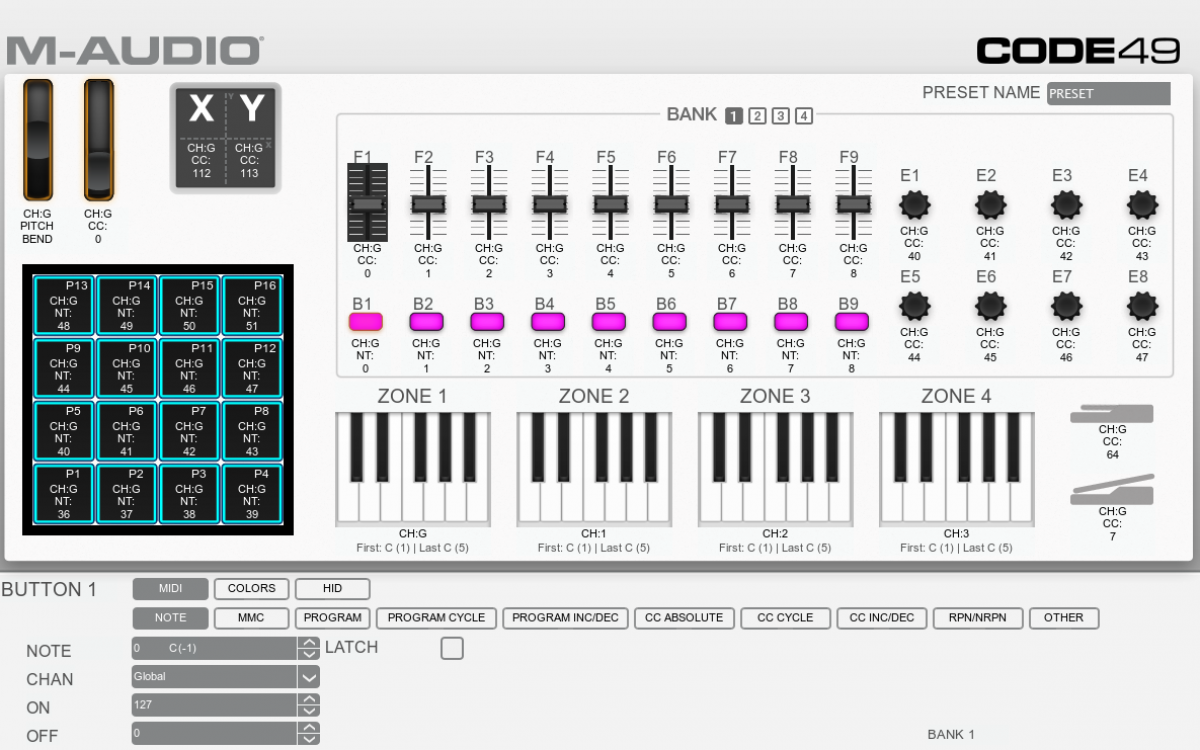 Звук кода. M-Audio code 49 preset Editor. Звуковой код. M-Audio code-61 обозначения. X Y Midi Controller.