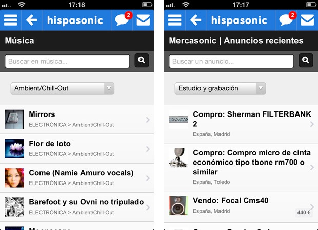 Web móvil Hispasonic