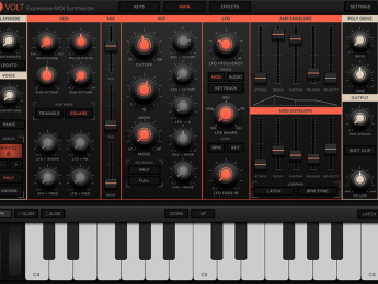 Volt, un sintetizador para explorar el control MIDI multi-dimensional en iPad