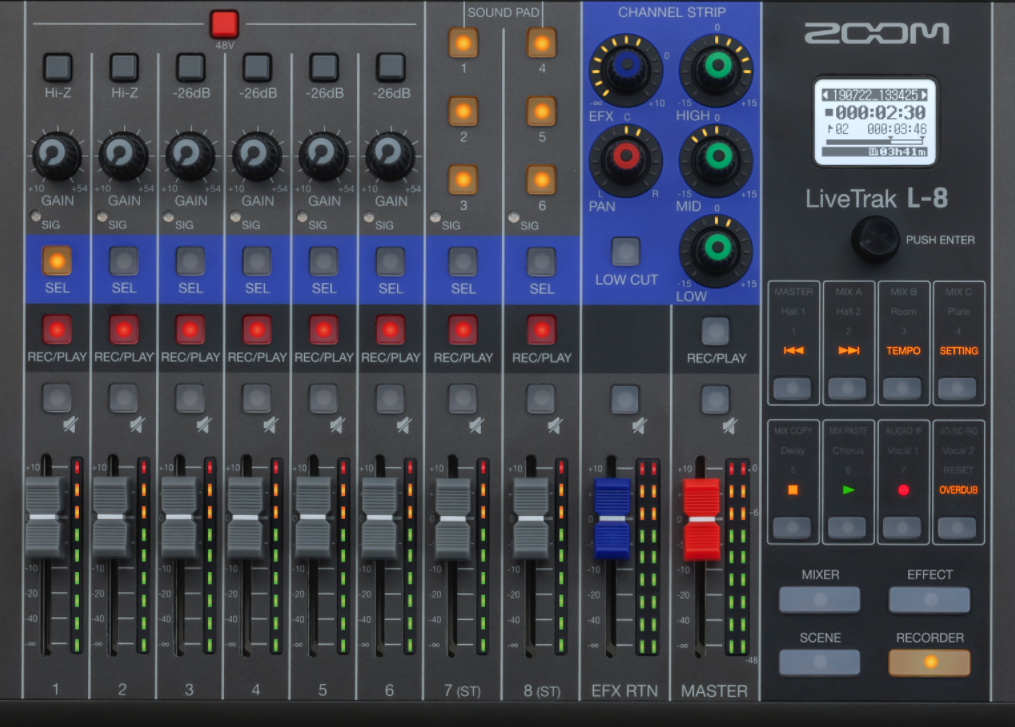 Zoom LiveTrak L8 es mixer, interfaz y sistema de monitoreo para