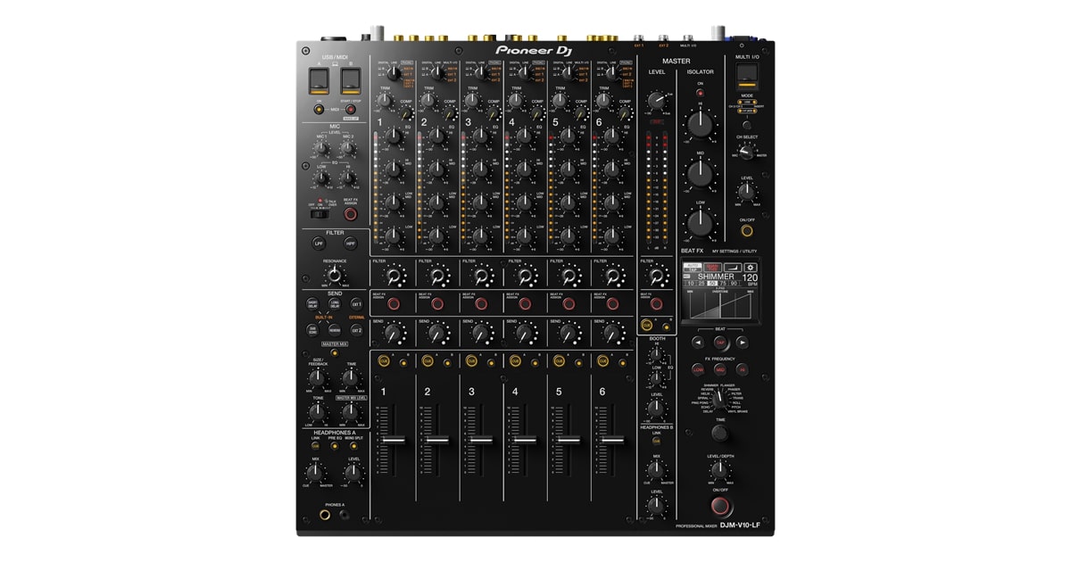 Nuevo mixer Pioneer DJMV10LF sin crossfader y con faders de 60 mm