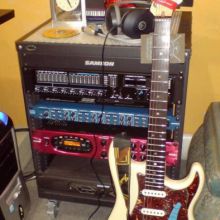 rack and guitar